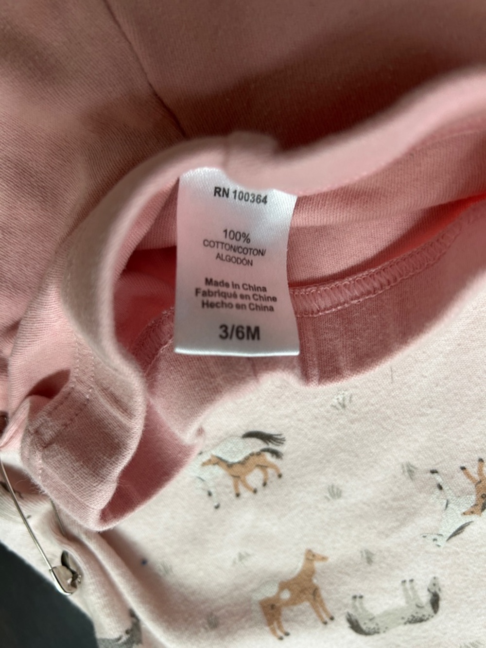 John Deere Pink Horse Print Baby One-Piece with Matching Pants Size 3-6 Months - Picture 6 of 6